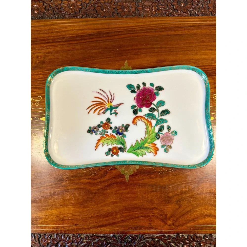 Vintage Charleton Porcelain Vanity Tray, Bird of Paradise Jewelry Tray